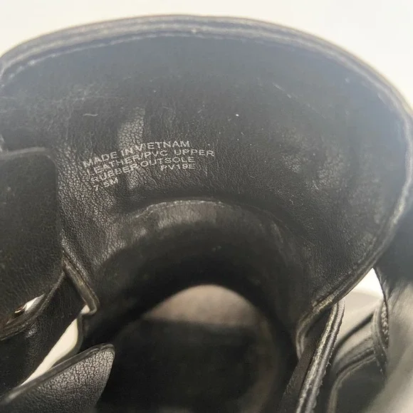 Michael Kors Women's Black Brown Logo Leather Open‑Toe Ankle Booties Size 7.5 - Picture 10 of 11